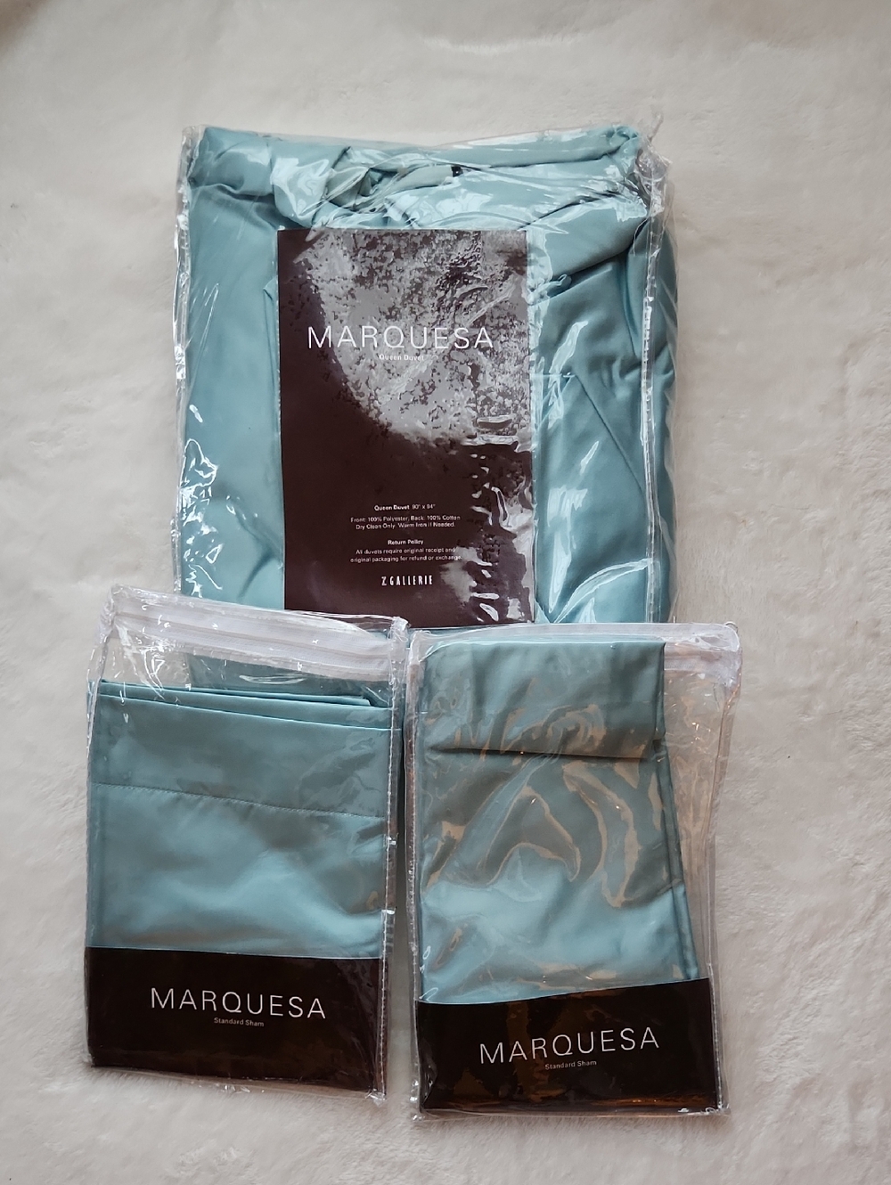 Z Gallerie Satin Bedding Accent in Teal Blue